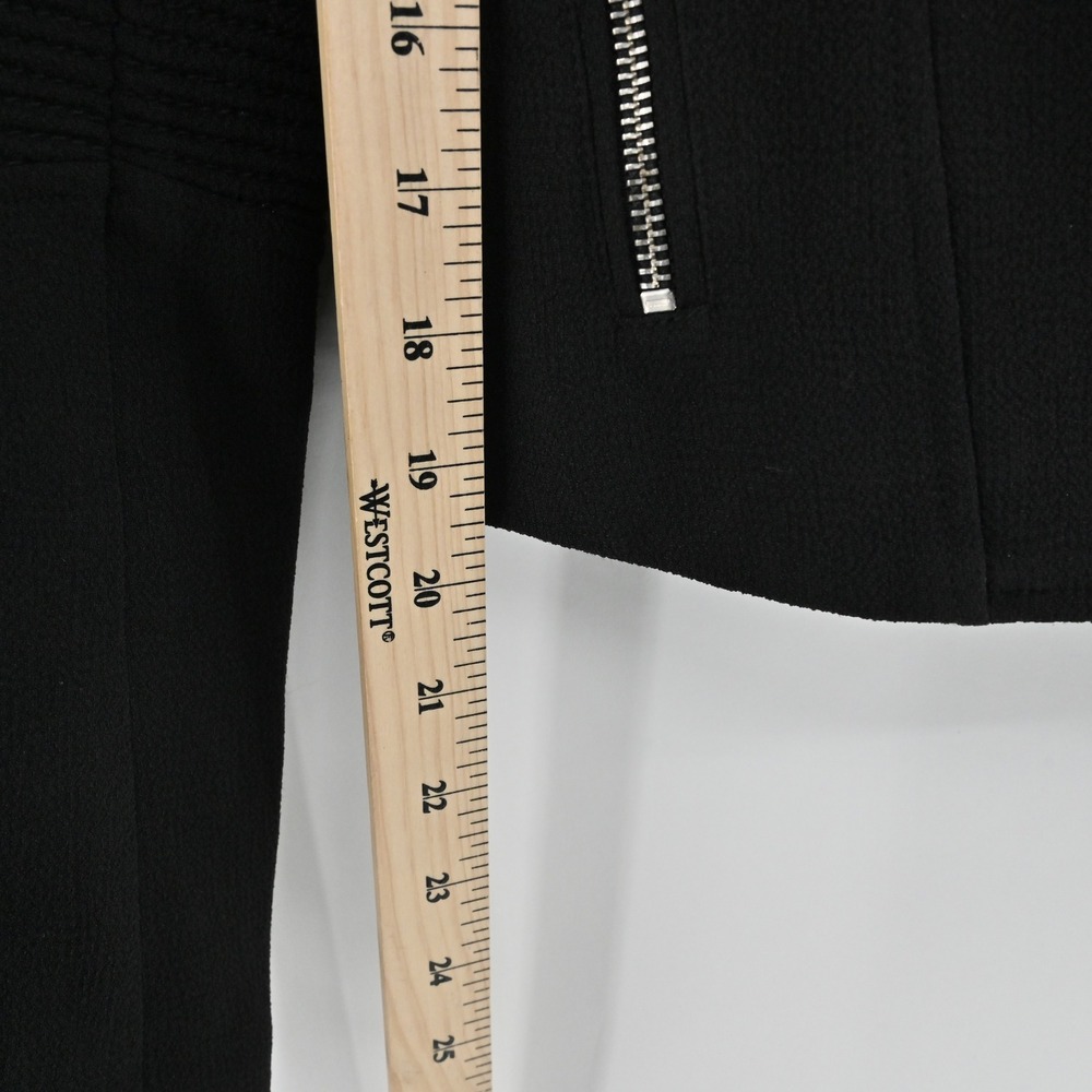 Aritzia Womens Black Moto Jacket Size 2 Wilfred Ribbed Sleeve Zip Up Rocker Punk - Picture 4 of 13
